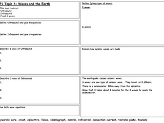 P1 Topic 4 revision mat