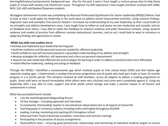 Exemplar Letter of Application/Supporting Statement for SENCO position