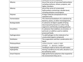 AQA P1 Plants Oils and Uses of Oils Revision Card Sort Physics GCSE