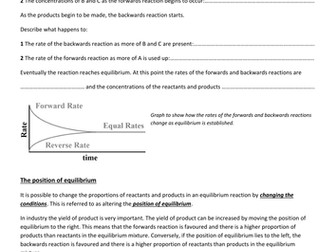 GCSE notes on Le Chatelier's Principle and the Effect of Conditions on Position of Equilibrium