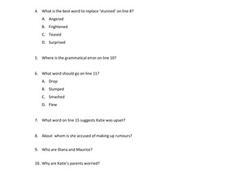 Reading and Comprehension Mini SOW