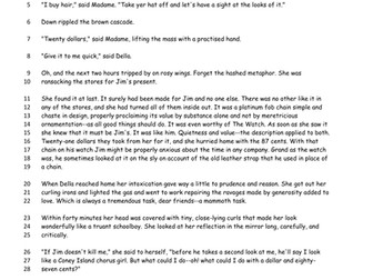 Gift of the Magi Reading Comprehension and Analysis