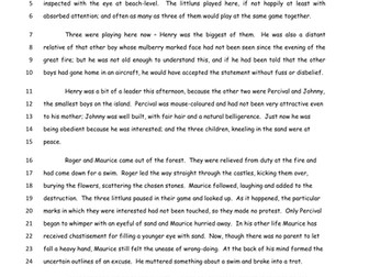 Lord of the Flies Reading Comprehension and Analysis