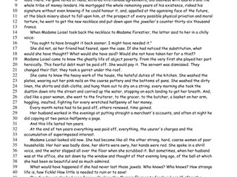 The Necklace Reading Comprehension and Analysis