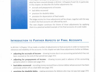 Futher Aspects to Final Accounts 