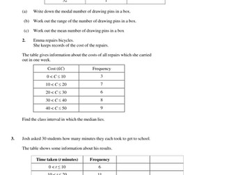 Grade C to A GCSE data revision.