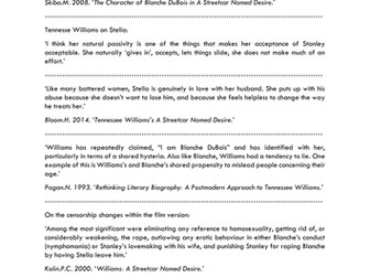 A Streetcar Named Desire Critical Quotations 