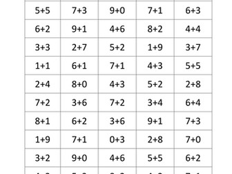 Number bonds to 10 maze game