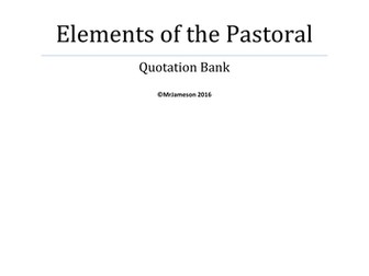 AQA English Literature Elements of the Pastoral Quotation Bank 