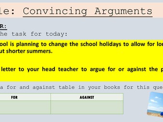 Writing to Argue - Three Lessons