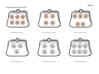 Year 1 - Counting in 2s, 5s and 10s using money and solving problems.