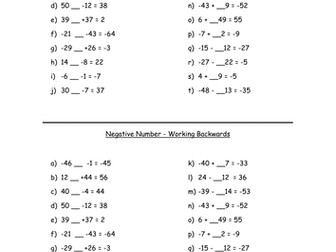 Addition and Subtraction with Negative Numbers