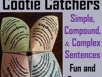 Simple, Compound, and Complex Sentences Cootie Catchers