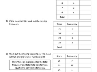 Finding missing frequencies using the mean