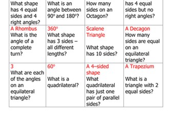 Loop game - 2D and 3D Shapes - Properties and Angles