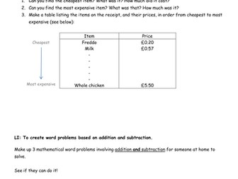 Maths Homework Activities KS1-KS2