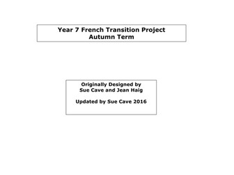 Year 7 French Transition Project - Design a cartoon character