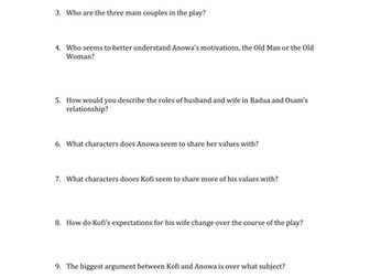 Questions on Anowa by Ama Ata Aidoo