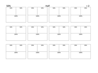 Percentages with bar diagrams templates for strategies - visual scaffolding for students