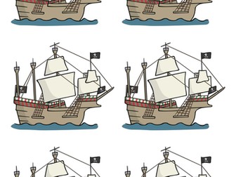 Label a pirate ship. 