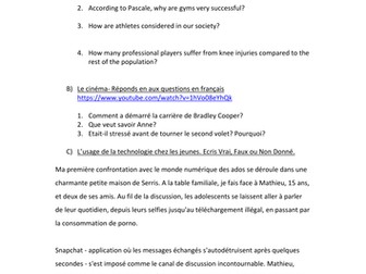 Y12 AQA Listening, reading, grammar worksheet 