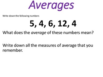 Averages Lesson GCSE revision