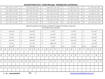 Standard Index Form - Coded Message