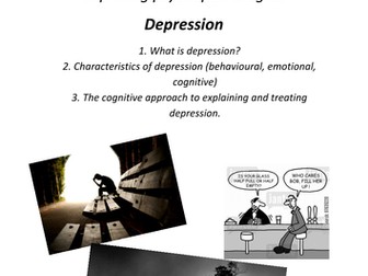 AQA Psychology 2015 specification psychopathology Depression booklet, workbook, revision resource