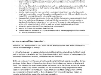 Vikram Seth 'From Heaven Lake' in two lessons