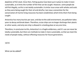 Antarctica 15 mark essay practice