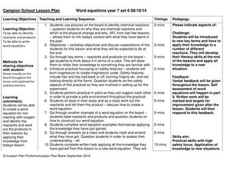 Word equations - reactants and products