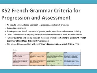 KS2 French Grammar Criteria for Progression and Assessment