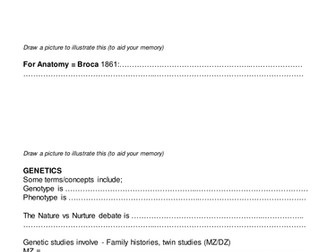 AS PSY Biological Approach Worksheet (fill in)