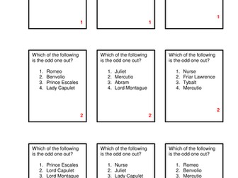Revision Card Game - Romeo and Juliet