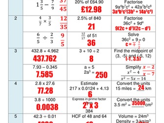 GCSE Maths Revision Starter - Number Bash