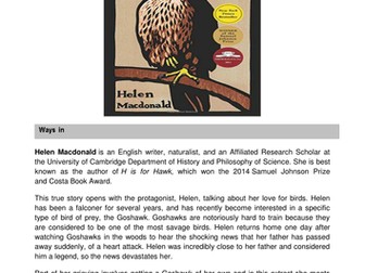 H is for Hawk by Helen Macdonald - Notes, Questions and Tasks