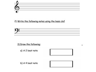 Basic Music Theory Assessment/Worksheet