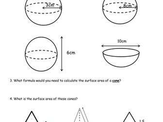 Surface Area of Cones and Spheres