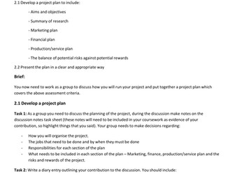 NCFE V-Cert Business Enterprise Unit 4 Tasks, worksheets and assessment forms