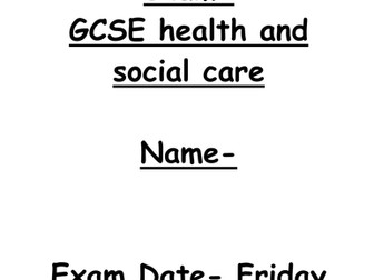 AQA Health and social Care revision booklet unit 1- exam