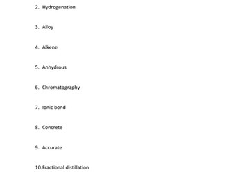 Start of year chemistry quiz