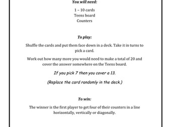 Recall Addition Facts to 20