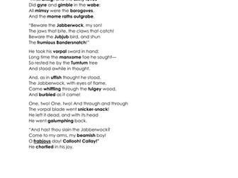 The Jabberwocky: Word Classes Revision