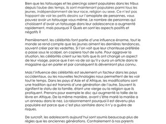 La chirurgie esthétique- AS french model essay 