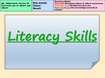 Literacy Skills: Difference between affect & effect