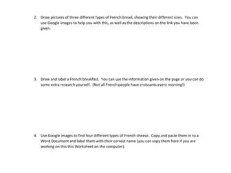 FRENCH FOOD La nourriture - Basic French culture investigation 