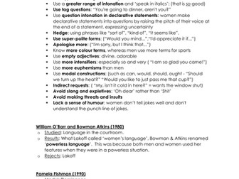 English Language: Gender Theories and Theorists