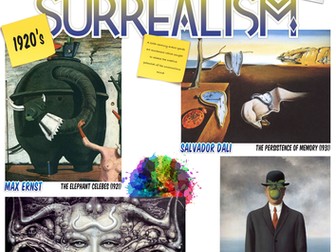 Art History Posters set of 4 - Pop Art, Surrealism, Expressionism & Impressionism