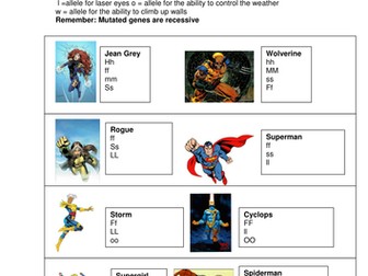 Superbabies Punnett square worksheet