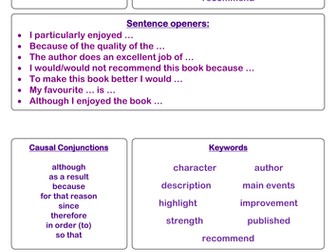 Book Review Presentation & support sheets